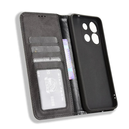 For Oukitel C57 Pro / C57s Leather Case Wallet Stand Retro Texture Phone Cover