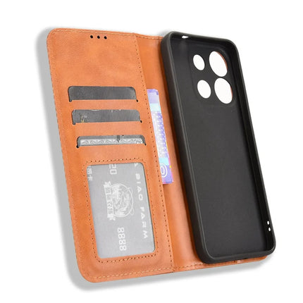 For Oukitel C57 Pro / C57s Leather Case Wallet Stand Retro Texture Phone Cover