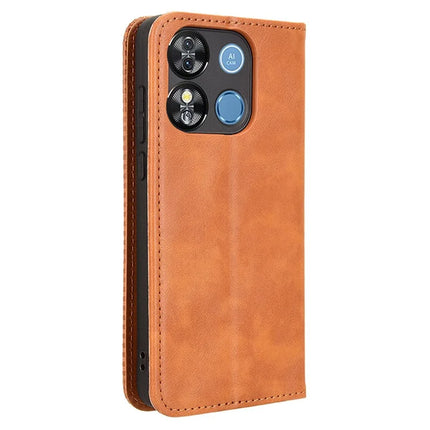 For Oukitel C57 Pro / C57s Leather Case Wallet Stand Retro Texture Phone Cover