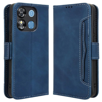 For Oukitel C57 Pro / C57s Leather Case Phone Wallet Cover with Multiple Card Slots - Blue