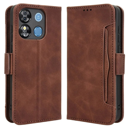 For Oukitel C57 Pro / C57s Leather Case Phone Wallet Cover with Multiple Card Slots - Brown