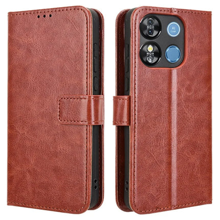 For Oukitel C57 Pro / C57s Case Crazy Horse Texture PU Leather Phone Wallet Cover - Brown
