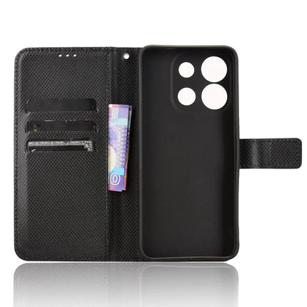 For Oukitel C57 Pro / C57s Case PU Leather Diamond Texture Wallet Phone Cover