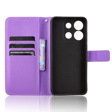 For Oukitel C57 Pro / C57s Case PU Leather Diamond Texture Wallet Phone Cover