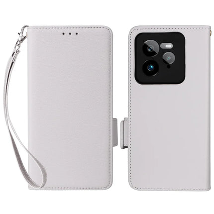 For Realme GT 7 Pro 5G Case Litchi Texture PU Leather Wallet Flip Phone Cover - White