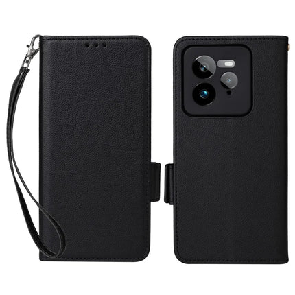 For Realme GT 7 Pro 5G Case Litchi Texture PU Leather Wallet Flip Phone Cover - Black