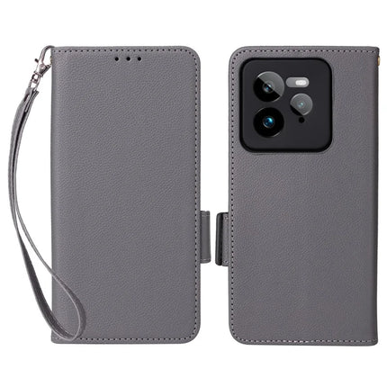 For Realme GT 7 Pro 5G Case Litchi Texture PU Leather Wallet Flip Phone Cover - Grey