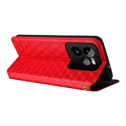For Realme GT 7 Pro 5G Wallet Case Rhombus Imprinted Leather Phone Cover