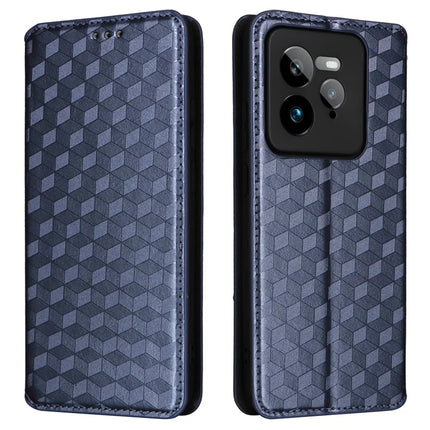 For Realme GT 7 Pro 5G Wallet Case Rhombus Imprinted Leather Phone Cover - Blue