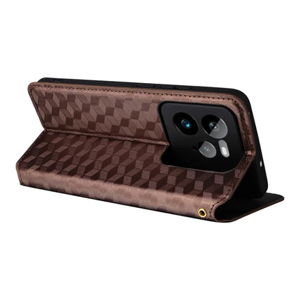For Realme GT 7 Pro 5G Wallet Case Rhombus Imprinted Leather Phone Cover