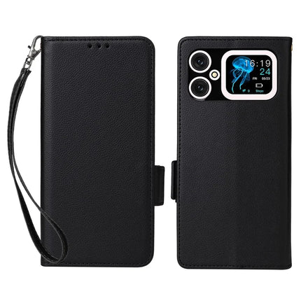For Cubot A20 Case Litchi Texture PU Leather Wallet Flip Phone Cover - Black