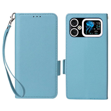 For Cubot A20 Case Litchi Texture PU Leather Wallet Flip Phone Cover - Baby Blue