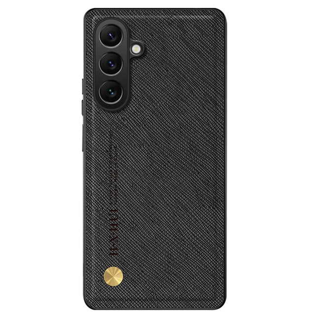For Samsung Galaxy A56 5G Case Cross Texture Leather + TPU Phone Cover Support Magnetic Car Holder - Black