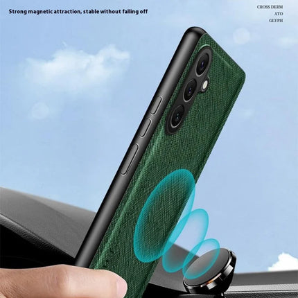 For Samsung Galaxy A56 5G Case Cross Texture Leather + TPU Phone Cover Support Magnetic Car Holder