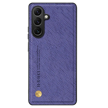 For Samsung Galaxy A56 5G Case Cross Texture Leather + TPU Phone Cover Support Magnetic Car Holder - Purple