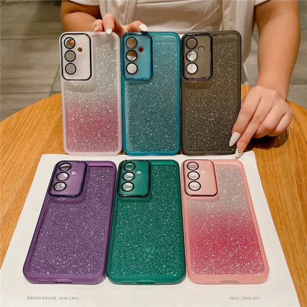 For Samsung Galaxy A16 5G  /  4G Case Clear TPU Phone Cover With Camera Lens Protector Glitter Sticker