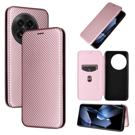 For OnePlus 13 Case Carbon Fiber Texture Drop-Proof PU Leather Phone Cover