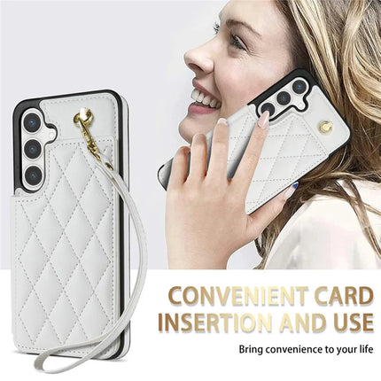 For Samsung Galaxy A16 5G  /  4G Case with Wrist Strap Card Slots Rhombus Leather + TPU Phone Cover