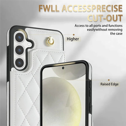 For Samsung Galaxy A16 5G  /  4G Case with Wrist Strap Card Slots Rhombus Leather + TPU Phone Cover