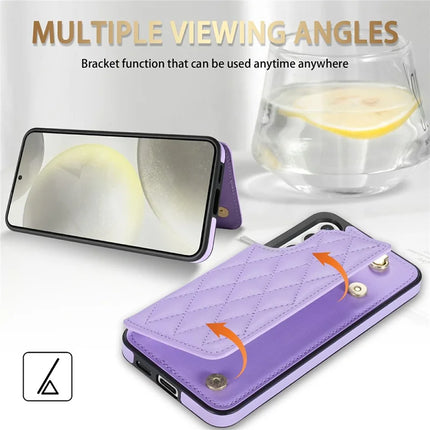 For Samsung Galaxy A16 5G  /  4G Case with Wrist Strap Card Slots Rhombus Leather + TPU Phone Cover