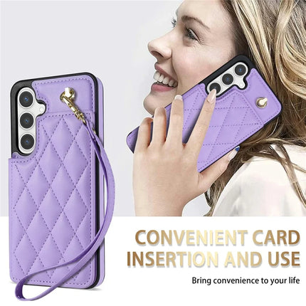 For Samsung Galaxy A16 5G  /  4G Case with Wrist Strap Card Slots Rhombus Leather + TPU Phone Cover