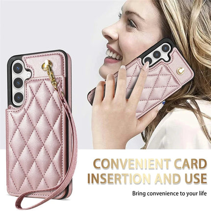 For Samsung Galaxy A16 5G  /  4G Case with Wrist Strap Card Slots Rhombus Leather + TPU Phone Cover
