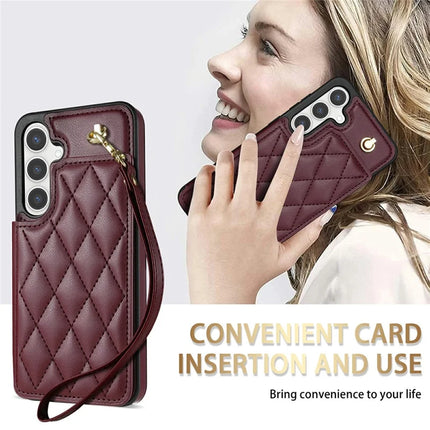 For Samsung Galaxy A16 5G  /  4G Case with Wrist Strap Card Slots Rhombus Leather + TPU Phone Cover