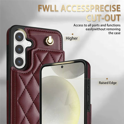 For Samsung Galaxy A16 5G  /  4G Case with Wrist Strap Card Slots Rhombus Leather + TPU Phone Cover
