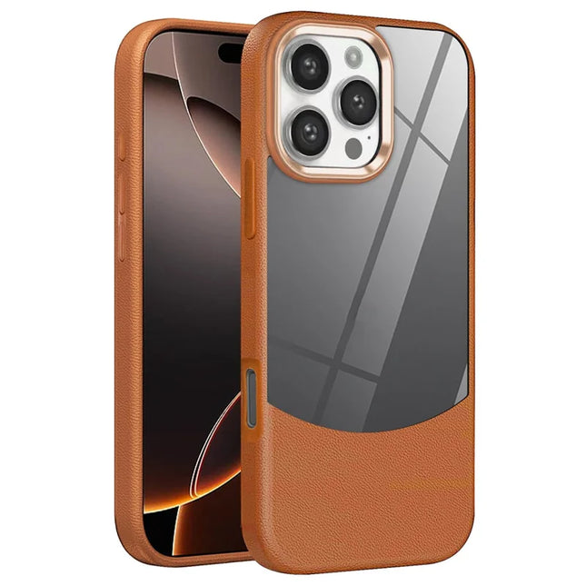 For iPhone 16 Pro Max Case TPU + Acrylic Drop-Proof Phone Back Cover - Brown