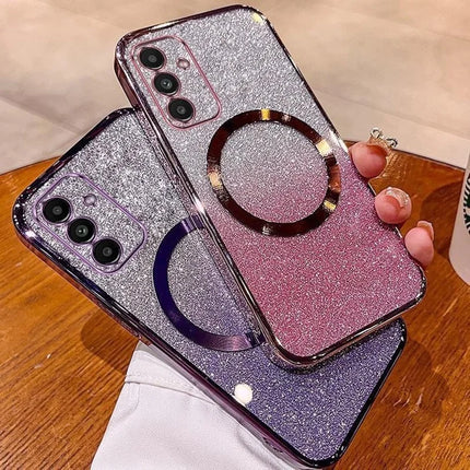 For Samsung Galaxy A55 5G Case Compatible with MagSafe Electroplated Gradient Glitter TPU Phone Cover