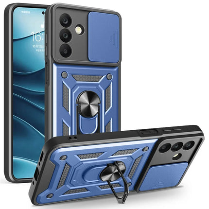 For Samsung Galaxy A26 5G Case with Slide Camera Lid PC+TPU Kickstand Phone Cover - Blue