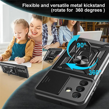 For Samsung Galaxy A26 5G Case with Slide Camera Lid PC+TPU Kickstand Phone Cover