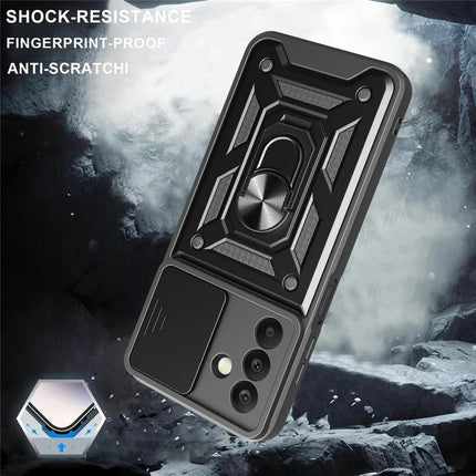 For Samsung Galaxy A26 5G Case with Slide Camera Lid PC+TPU Kickstand Phone Cover
