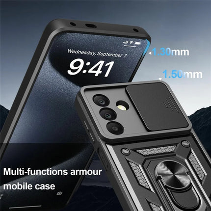 For Samsung Galaxy A26 5G Case with Slide Camera Lid PC+TPU Kickstand Phone Cover