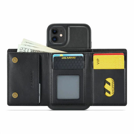 DG.MING M6 Series For iPhone 11 Case Magnetic Wallet PU+PC+TPU Phone Cover