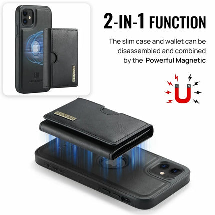 DG.MING M6 Series For iPhone 11 Case Magnetic Wallet PU+PC+TPU Phone Cover