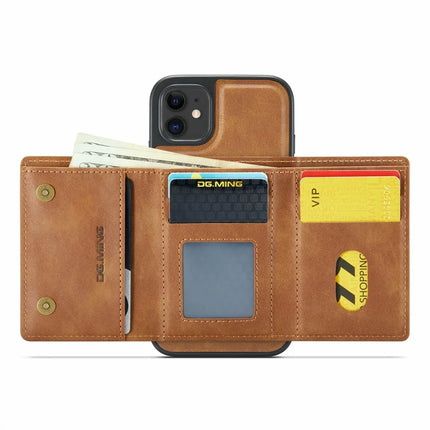 DG.MING M6 Series For iPhone 11 Case Magnetic Wallet PU+PC+TPU Phone Cover