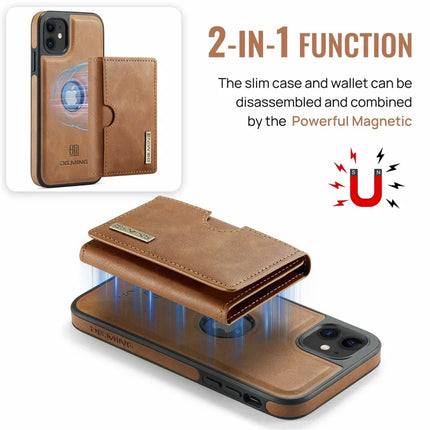 DG.MING M6 Series For iPhone 11 Case Magnetic Wallet PU+PC+TPU Phone Cover