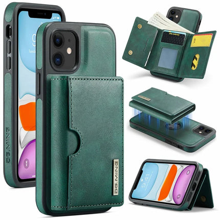 DG.MING M6 Series For iPhone 11 Case Magnetic Wallet PU+PC+TPU Phone Cover - Green