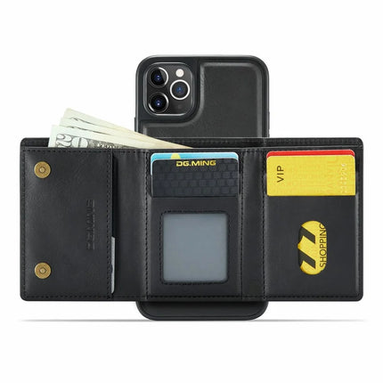 DG.MING M6 Series For iPhone 11 Pro Max Case Magnetic Wallet PU+PC+TPU Phone Cover