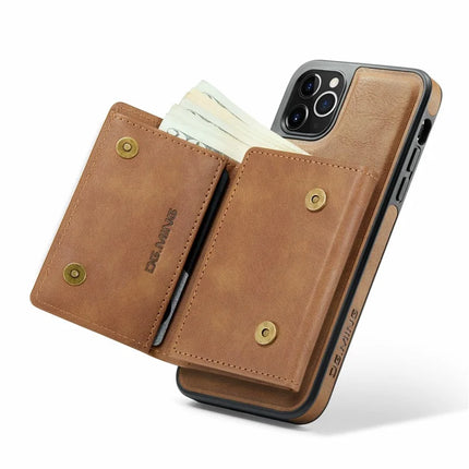 DG.MING M6 Series For iPhone 11 Pro Max Case Magnetic Wallet PU+PC+TPU Phone Cover