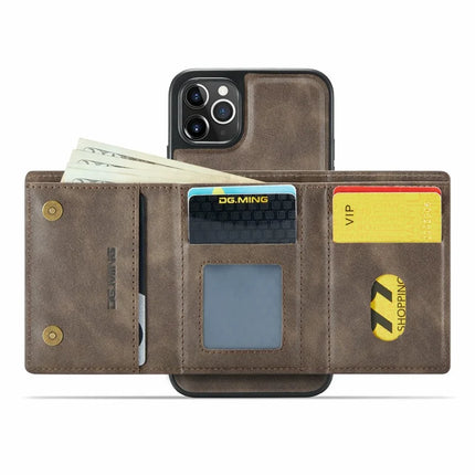 DG.MING M6 Series For iPhone 11 Pro Max Case Magnetic Wallet PU+PC+TPU Phone Cover
