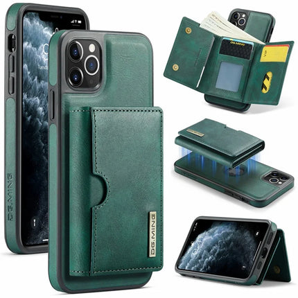 DG.MING M6 Series For iPhone 11 Pro Max Case Magnetic Wallet PU+PC+TPU Phone Cover - Green