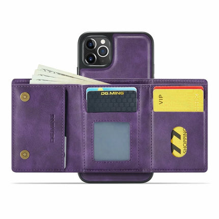 DG.MING M6 Series For iPhone 11 Pro Max Case Magnetic Wallet PU+PC+TPU Phone Cover