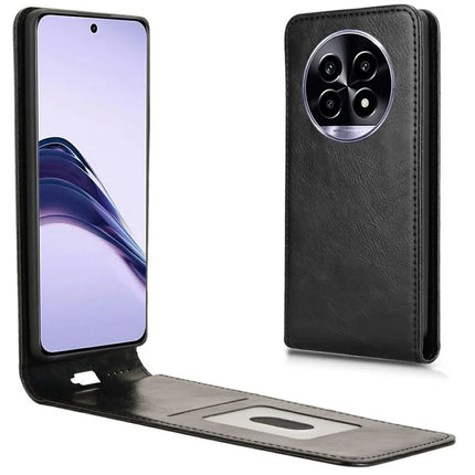 For Realme 13 Pro 5G (Global) / 13 Pro+ 5G (Global) Case with Card Slot Magnetic Vertical Flip Leather Phone Cover - Black