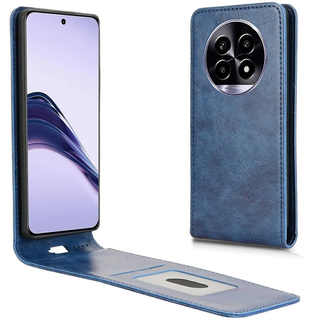 For Realme 13 Pro 5G (Global) / 13 Pro+ 5G (Global) Case with Card Slot Magnetic Vertical Flip Leather Phone Cover - Dark Blue