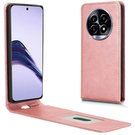 For Realme 13 Pro 5G (Global) / 13 Pro+ 5G (Global) Case with Card Slot Magnetic Vertical Flip Leather Phone Cover - Rose Gold