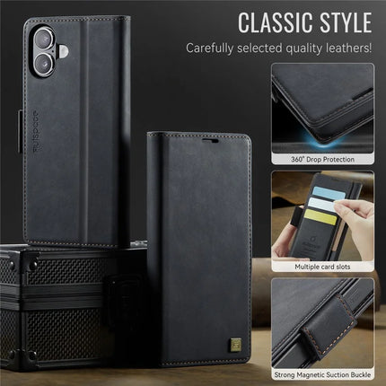 For iPhone 16 Case AUTSPACE A11 RFID Blocking Retro Leather Cell Phone Wallet Cover