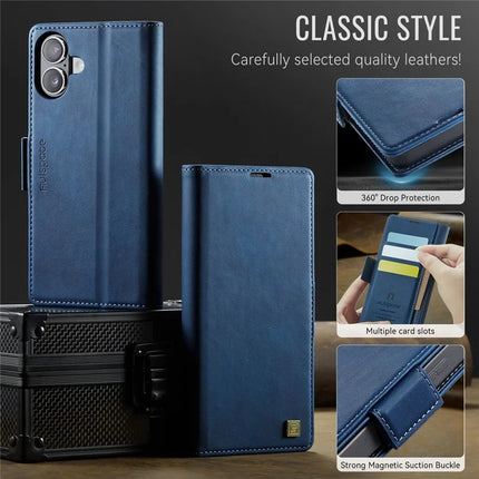 For iPhone 16 Case AUTSPACE A11 RFID Blocking Retro Leather Cell Phone Wallet Cover