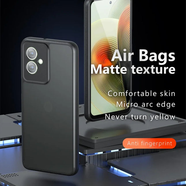 For Motorola Moto G55 5G Case Skin-Touch TPU+PC Matte Phone Shell, Transparent Black